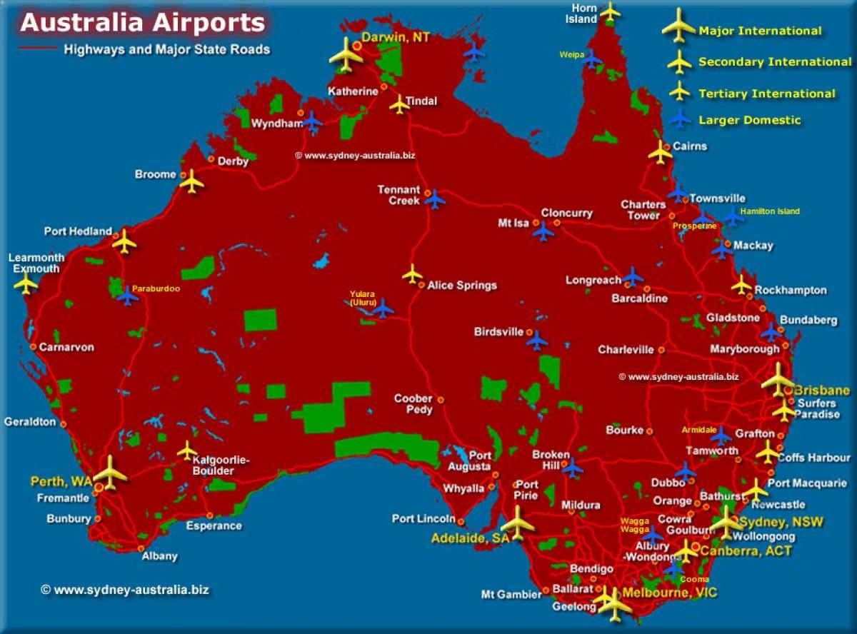 Аэропорты австралии карта