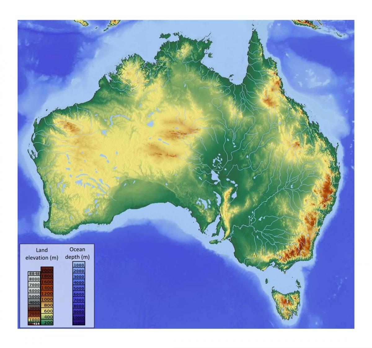 карта высот Австралии