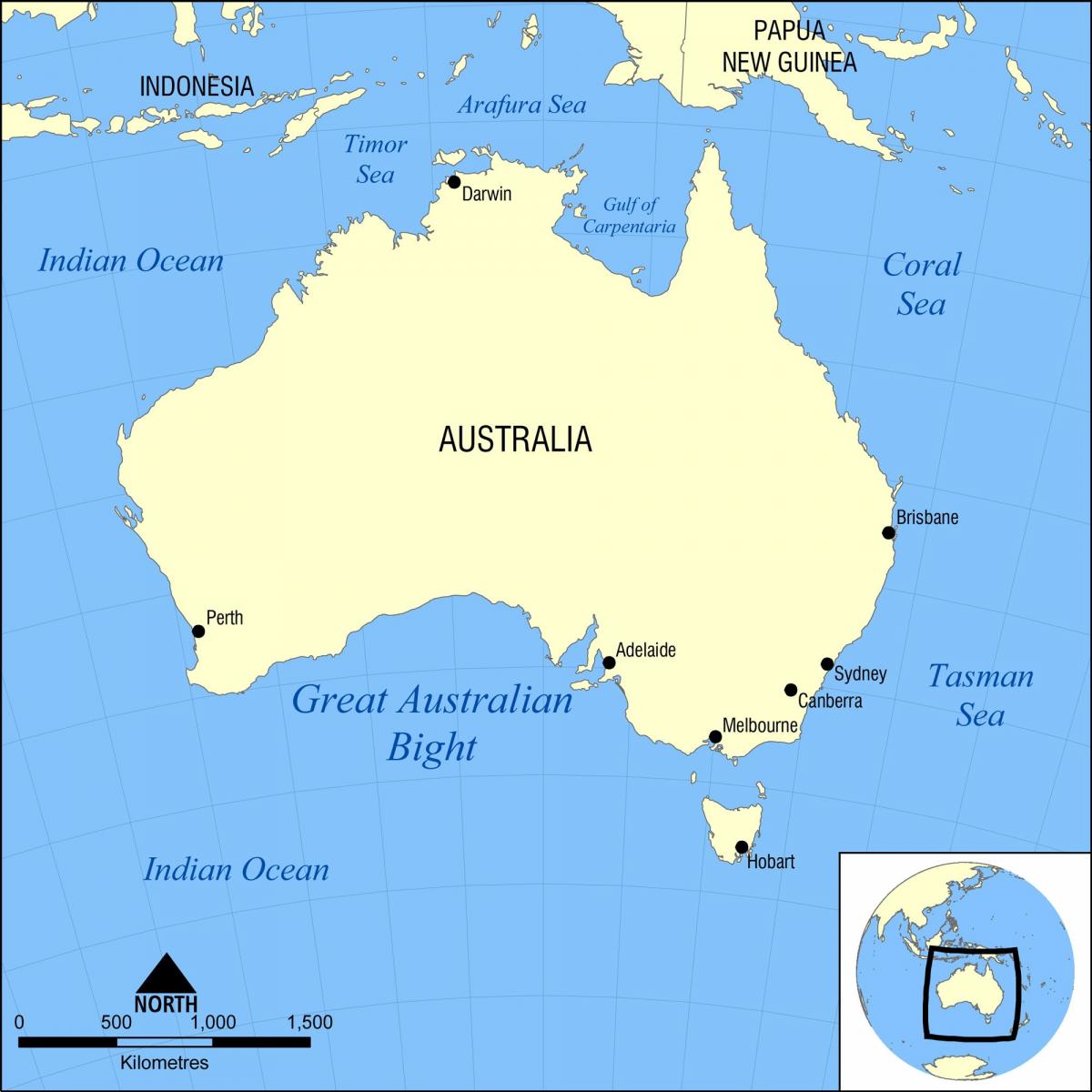 Карта Австралии и соседних стран