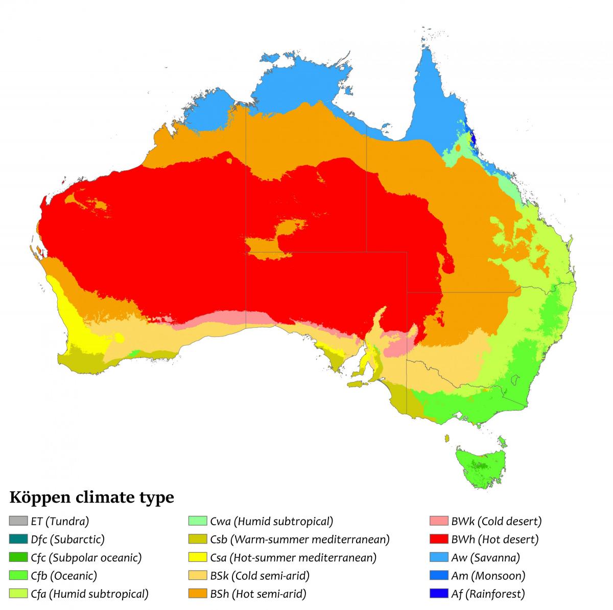 карта температур Австралии
