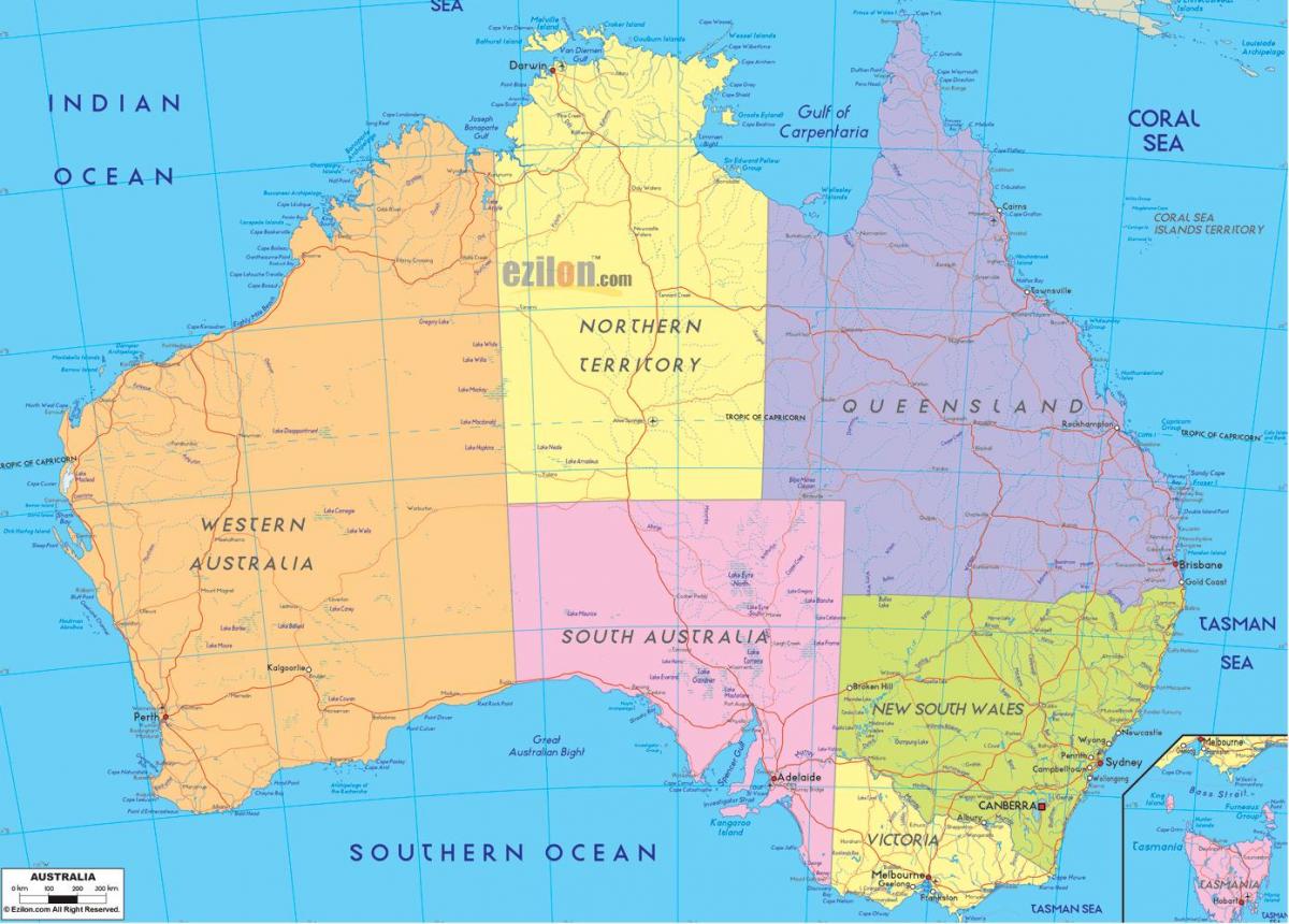 административная карта Австралии
