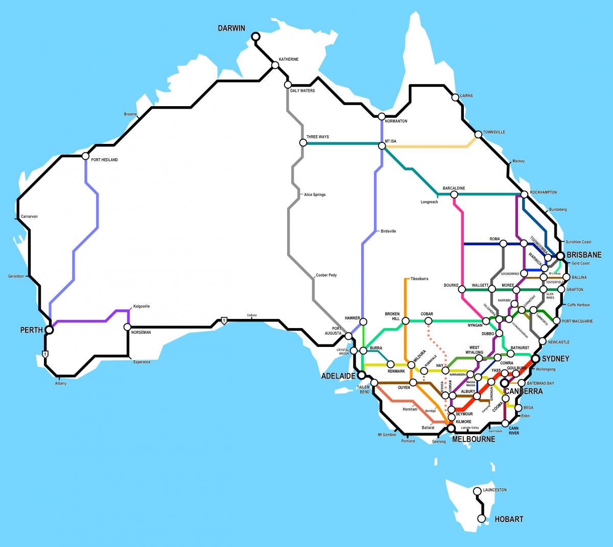 Карта автомагистралей Австралии