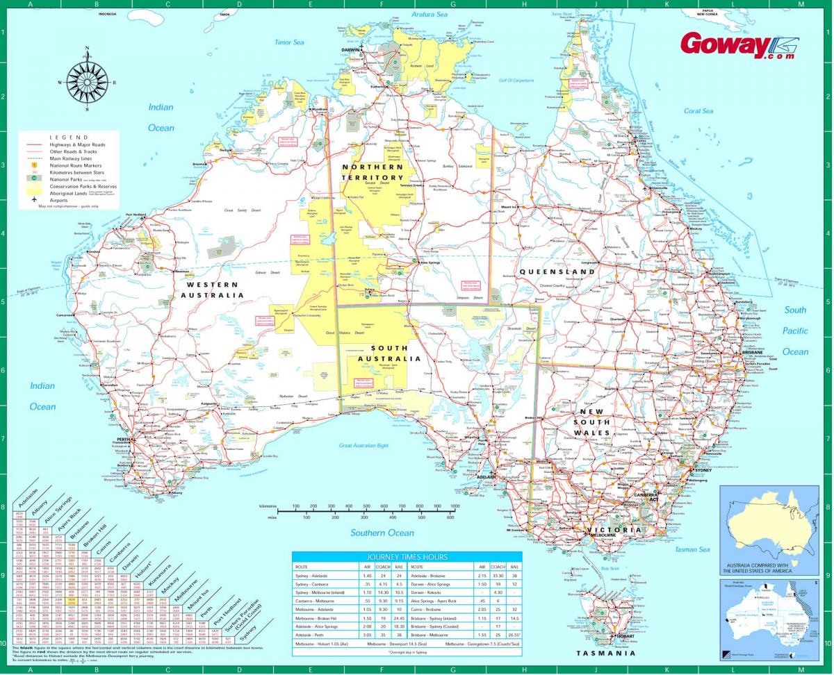 Карта Австралии для вождения