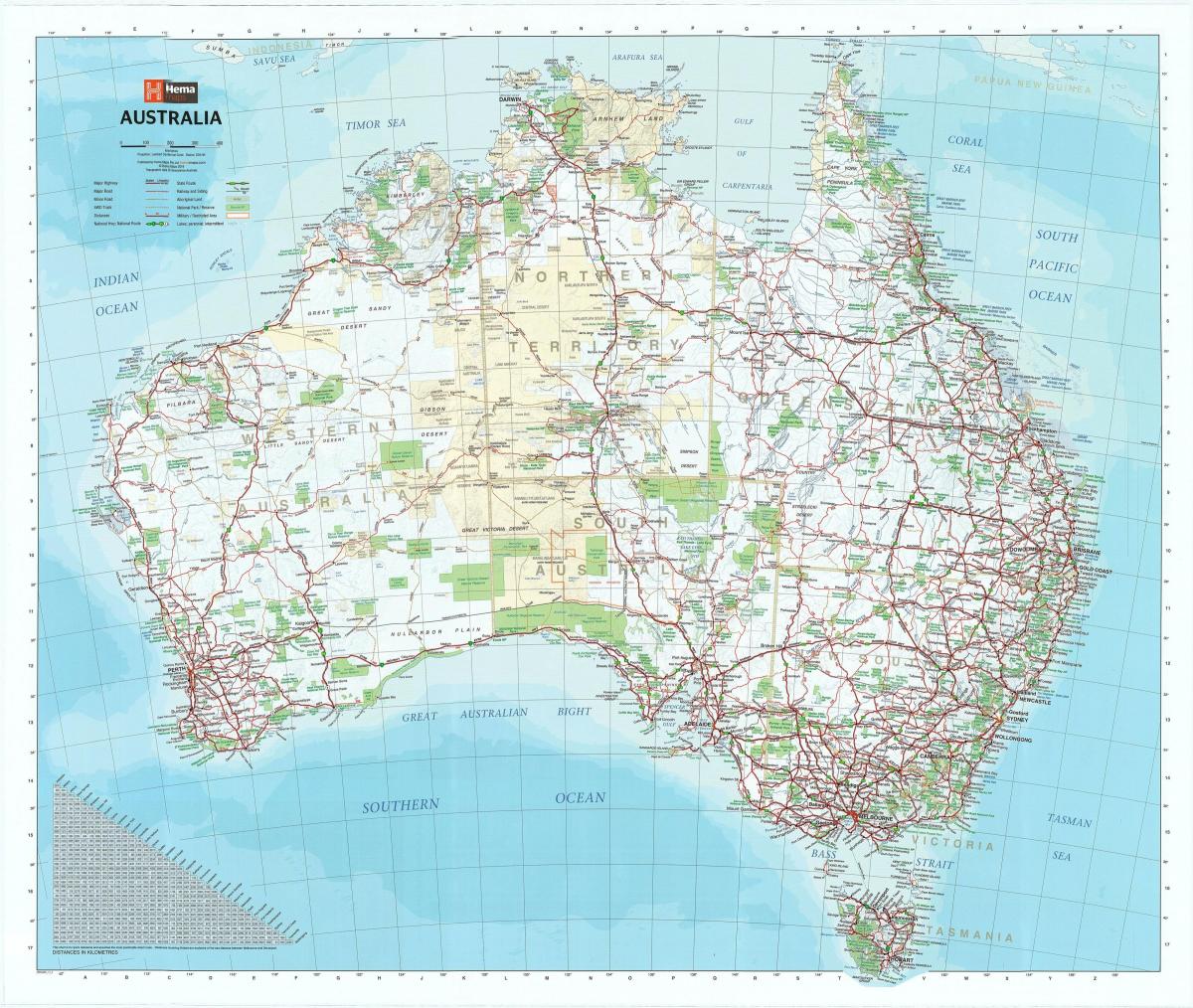 карта железнодорожных линий Австралии