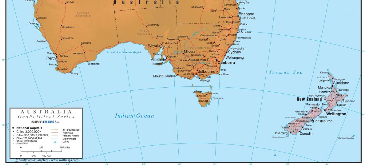 карта юга Австралии